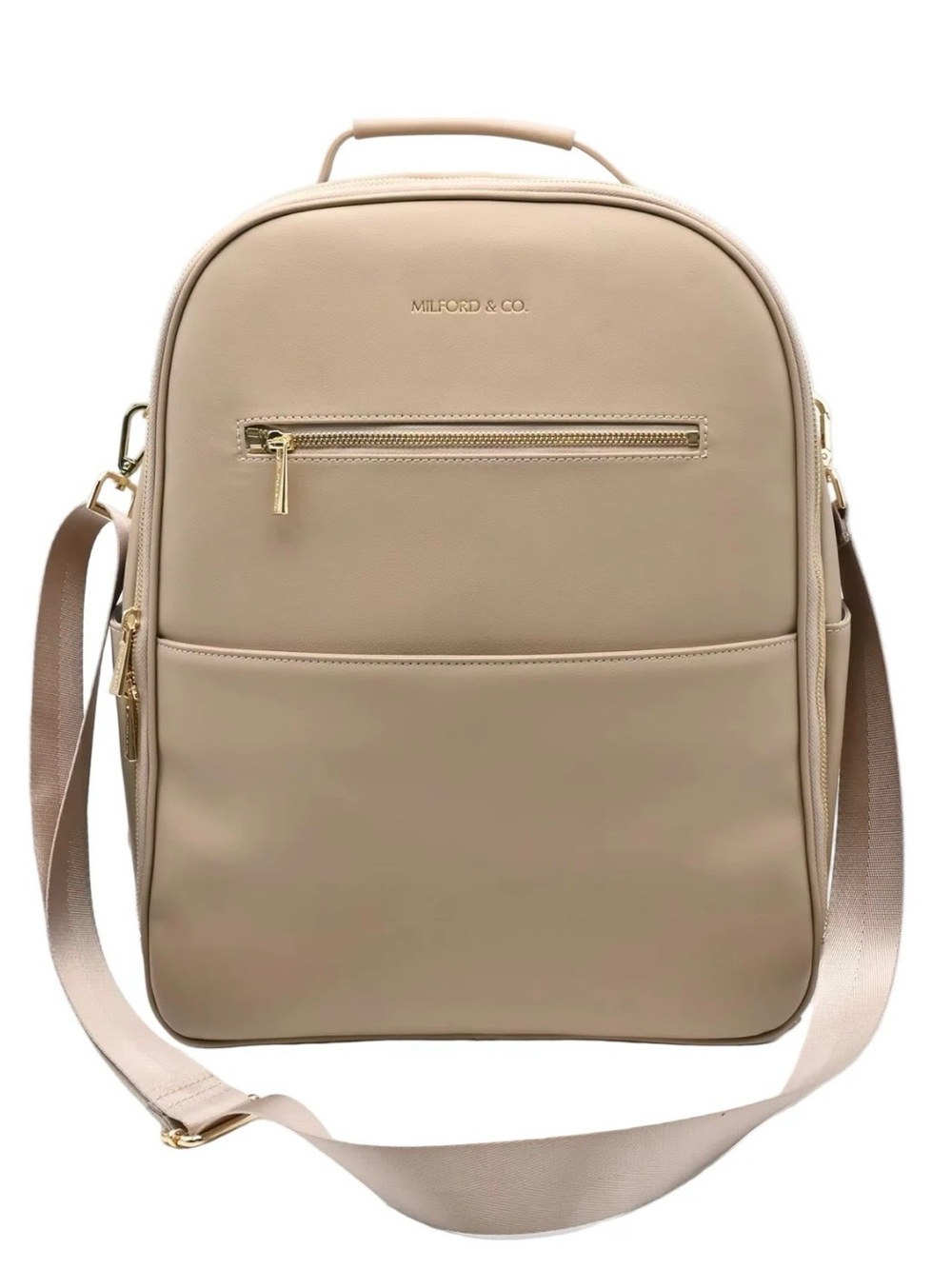 Leather Baby Backpack in Beige with Brown Accessories - Picture 2 of 6